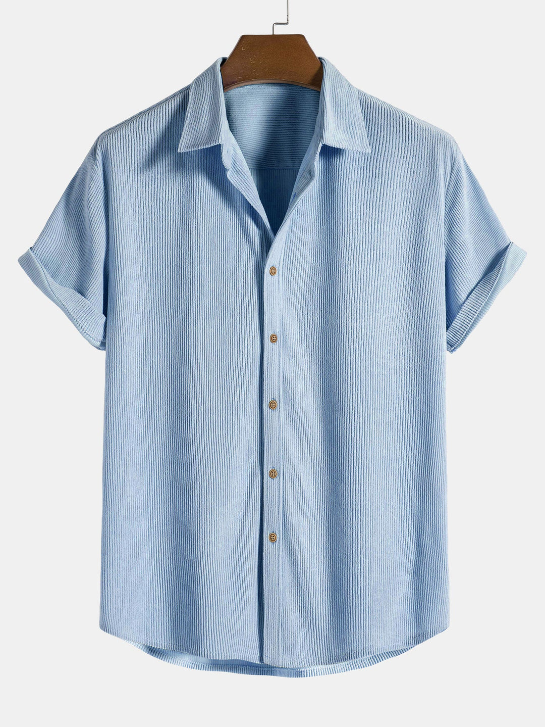 Cotton Button-Down Shirt with Short Sleeves