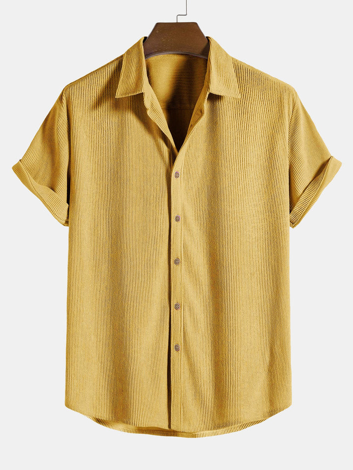 Cotton Button-Down Shirt with Short Sleeves