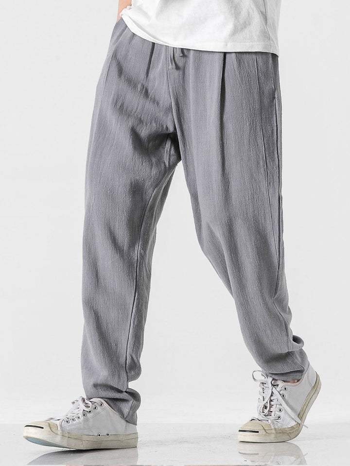 Relax Fit Linen and Cotton Blend Harem Pants