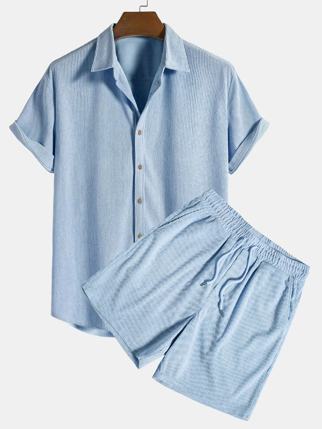 Short Sleeve Corduroy Button-Down Shirt & Shorts