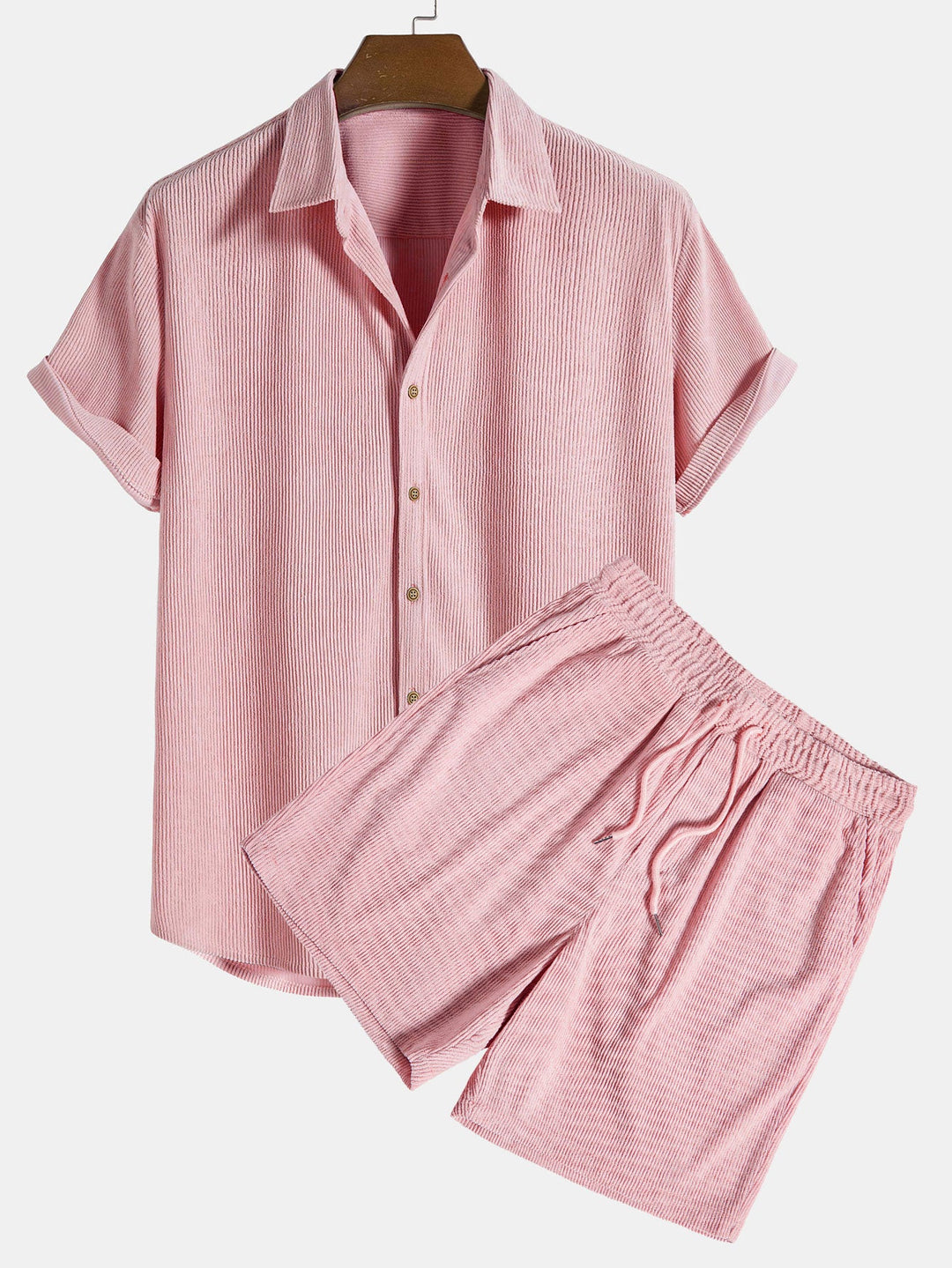 Short Sleeve Corduroy Button-Down Shirt & Shorts