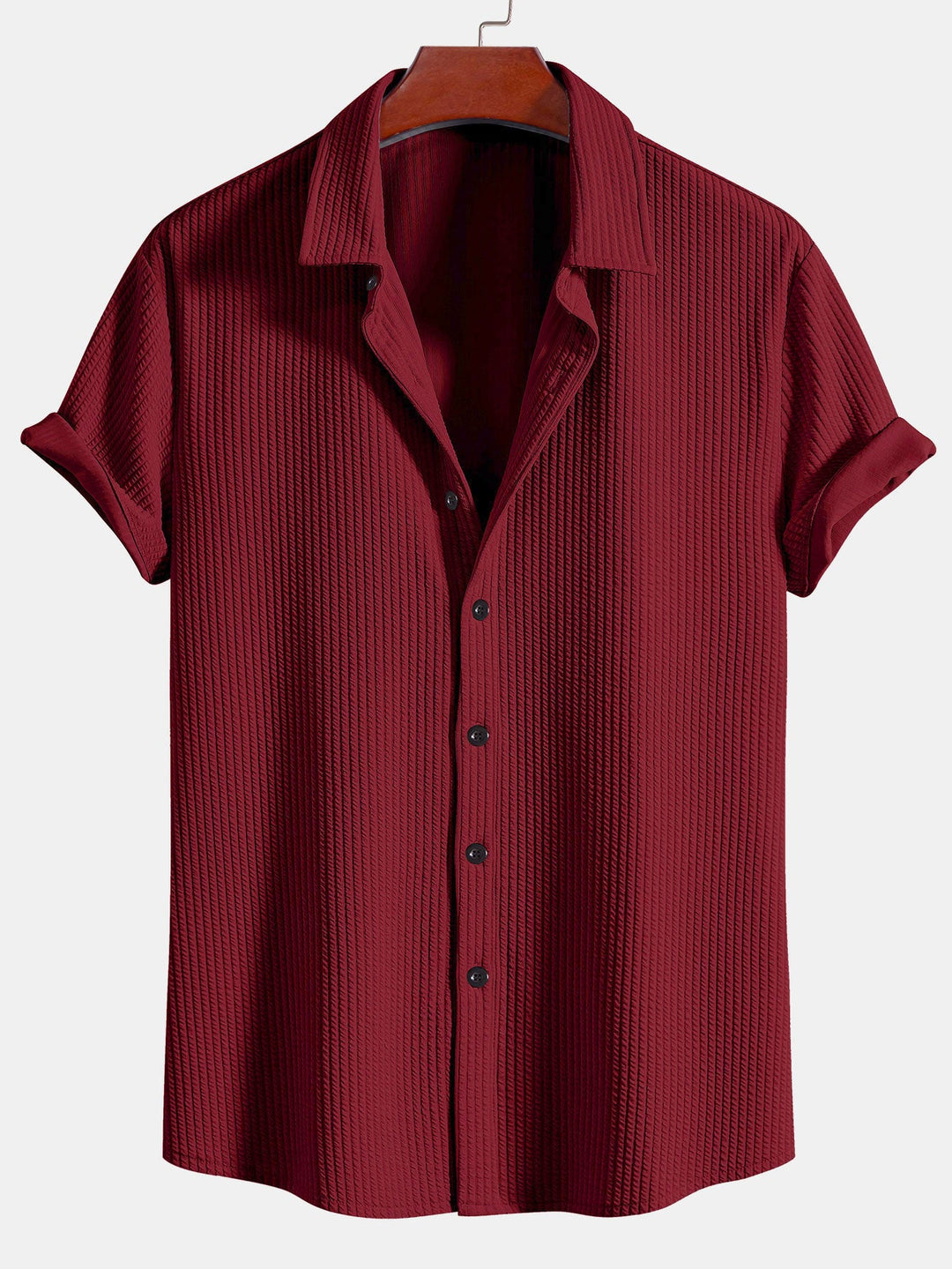 Muscle Fit Ribbed Button-Down Shirt