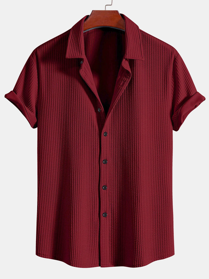 Muscle Fit Ribbed Button-Down Shirt