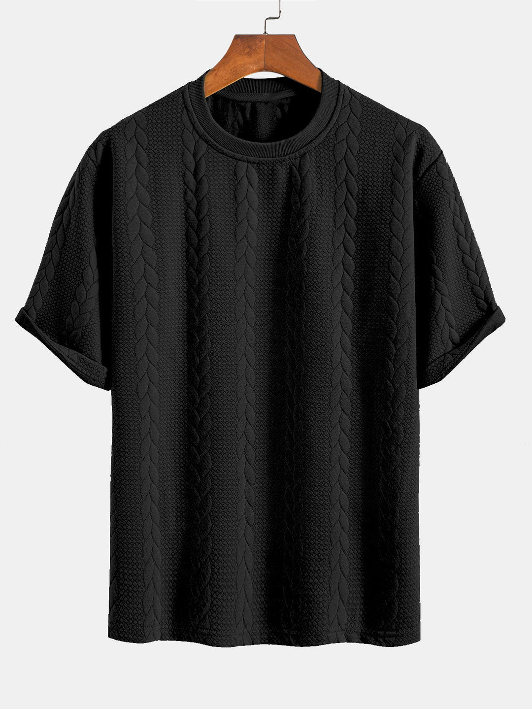 Relax Fit Mid-Length Sleeve Twist Jacquard T-Shirt & Shorts