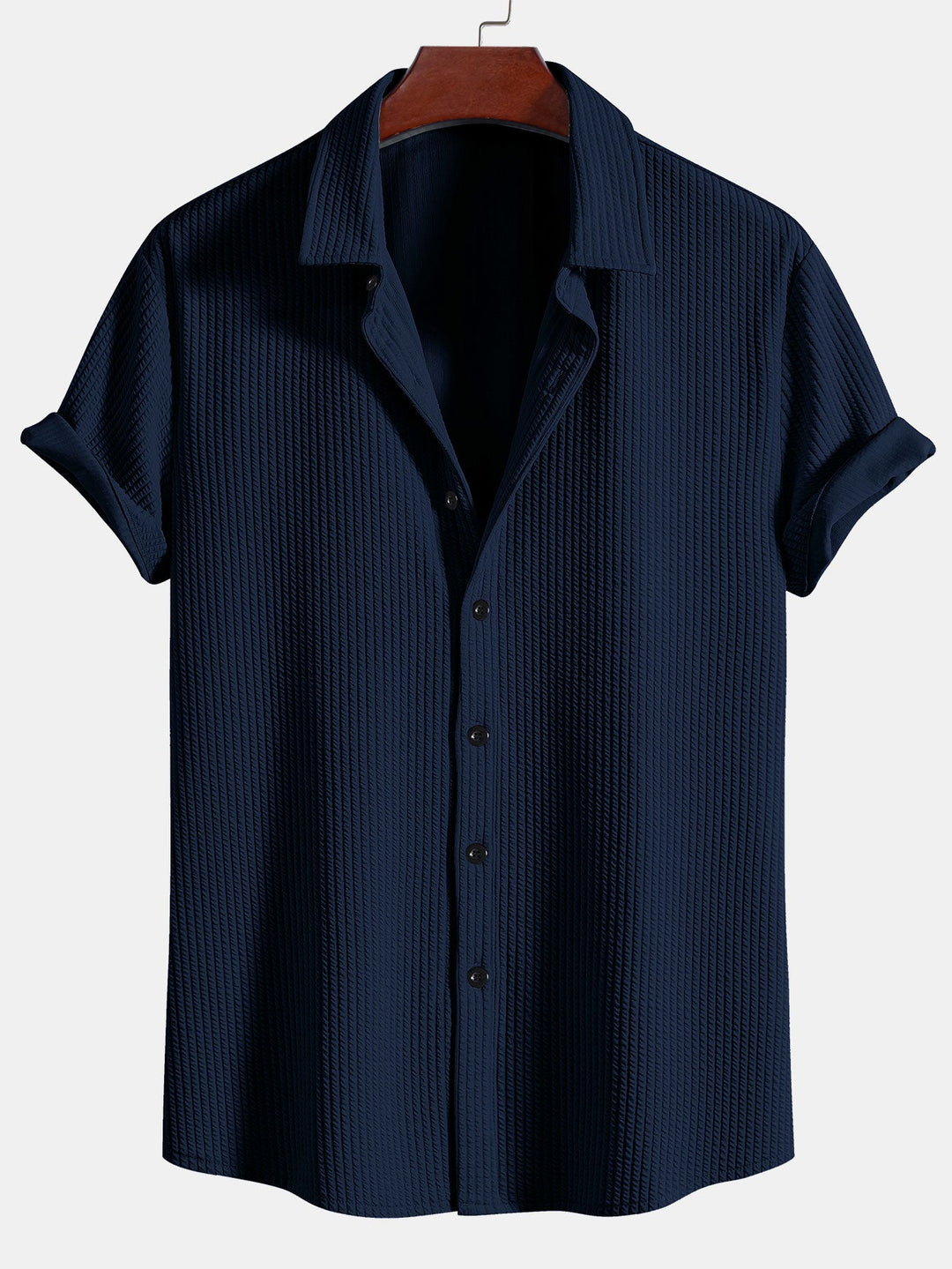 Muscle Fit Ribbed Button-Down Shirt