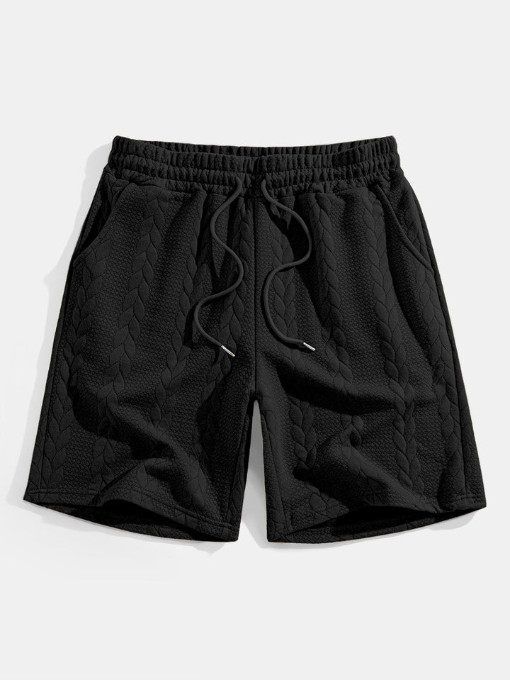 Relax Fit Mid-Length Sleeve Twist Jacquard T-Shirt & Shorts