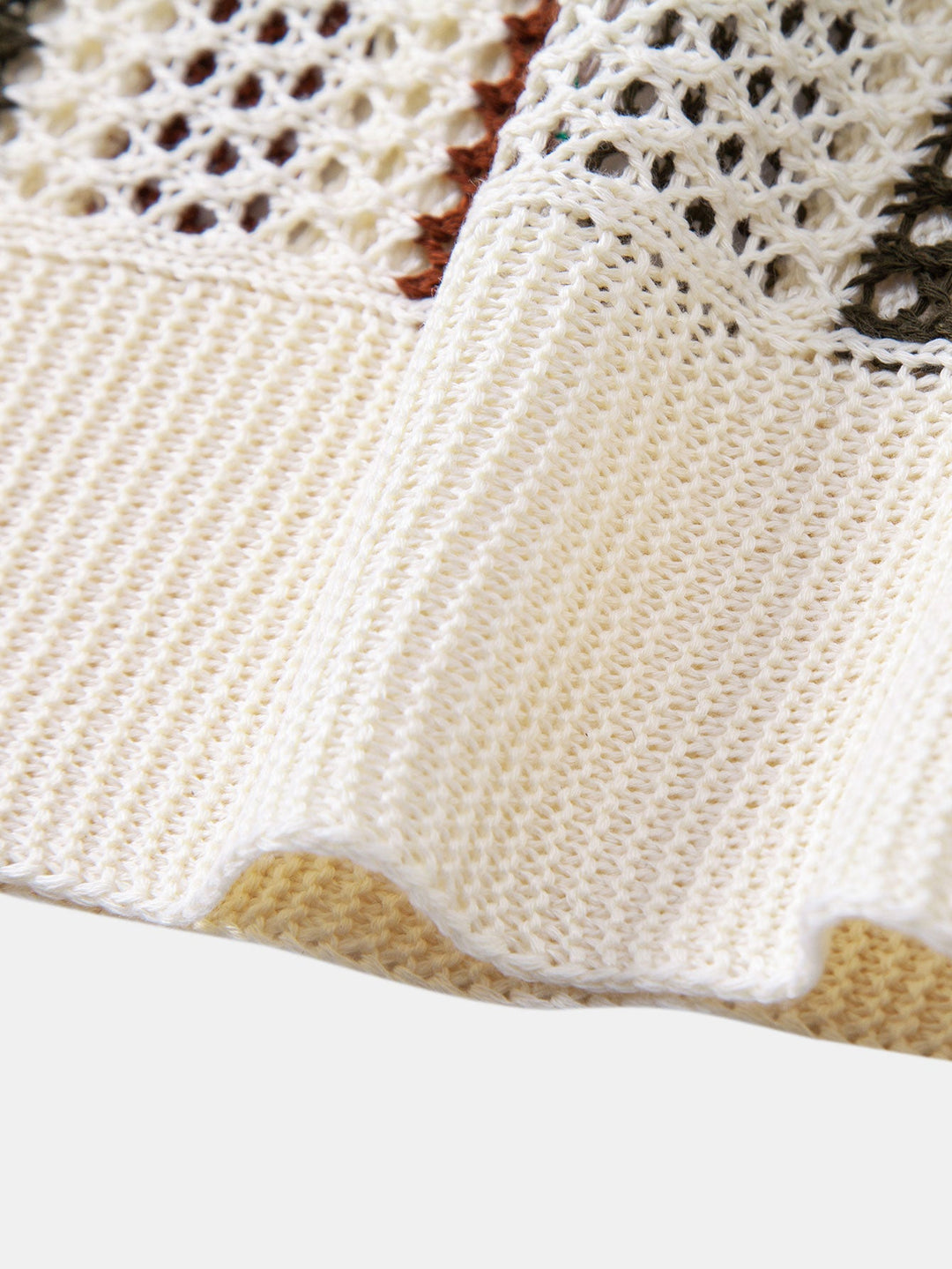 Striped Crochet V-Neck Polo & Straight Leg Linen Trousers