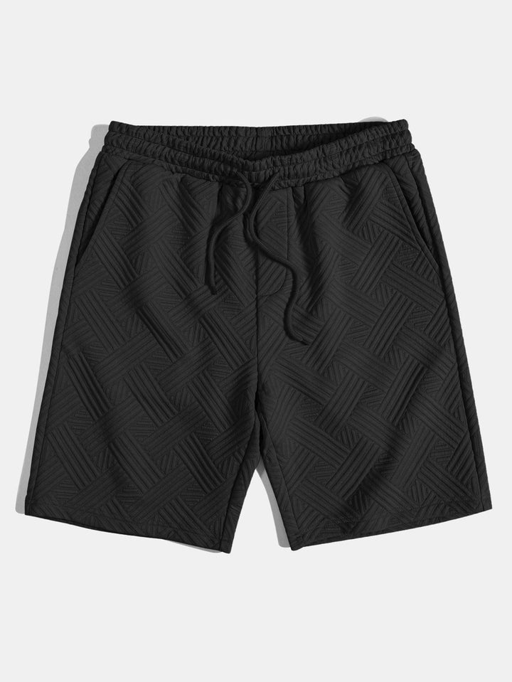 Striped jacquard button-down shirt & Drawstring shorts