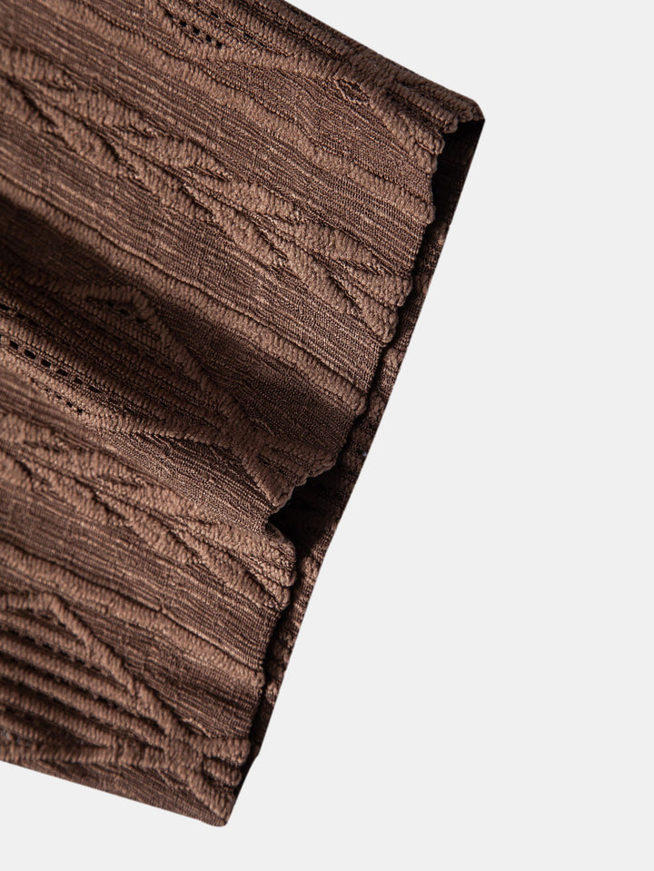 Geometric Jacquard Cuban Shirt & Straight Linen Pants