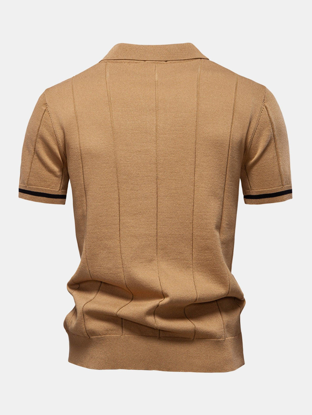 Contrast Trim Zip Knitted Polo Shirt
