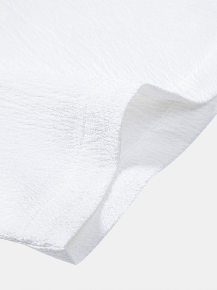 Textured Contrast Cuban Shirt & Straight Leg Pants