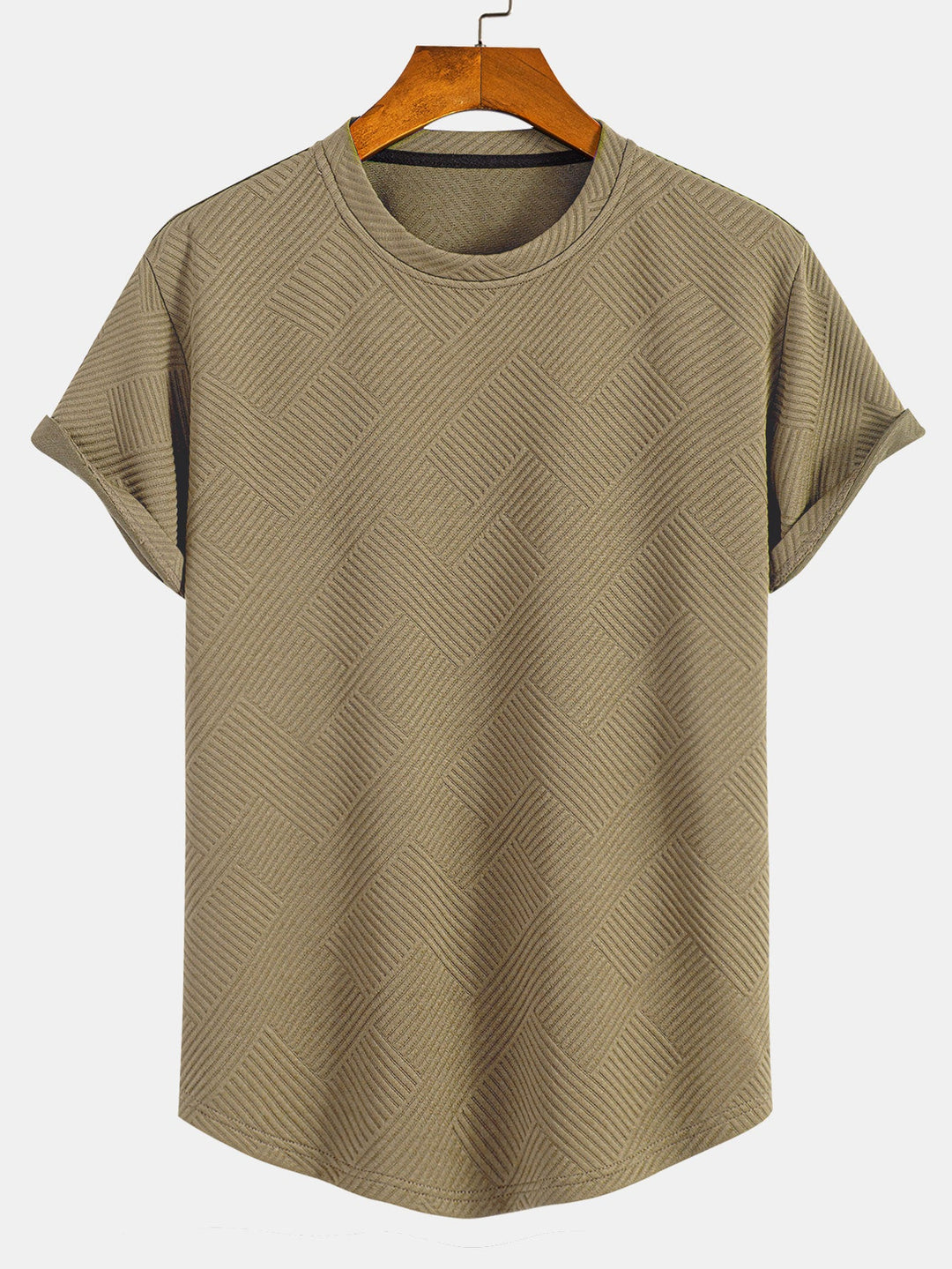 Short Sleeve Striped Jacquard Bow Hem T-Shirt