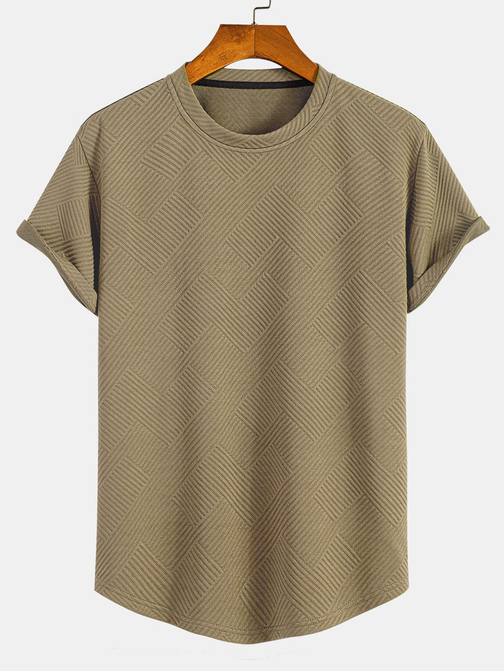 Short Sleeve Striped Jacquard Bow Hem T-Shirt