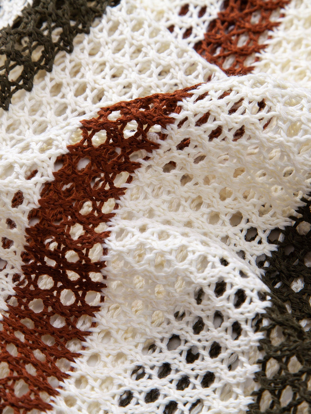 Striped Crochet V-Neck Polo & Straight Leg Linen Trousers