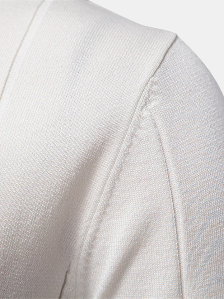 Contrast Trim Zip Knitted Polo Shirt