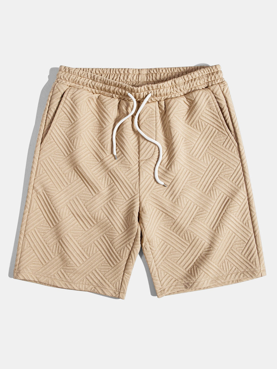 Striped jacquard button-down shirt & Drawstring shorts