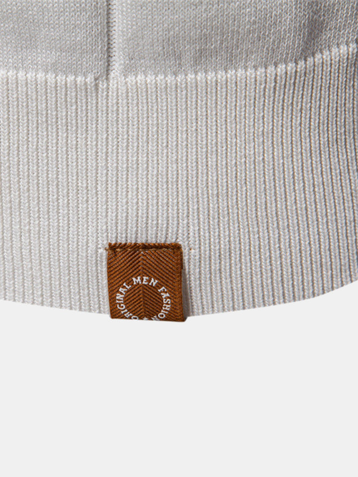 Contrast Trim Zip Knitted Polo Shirt