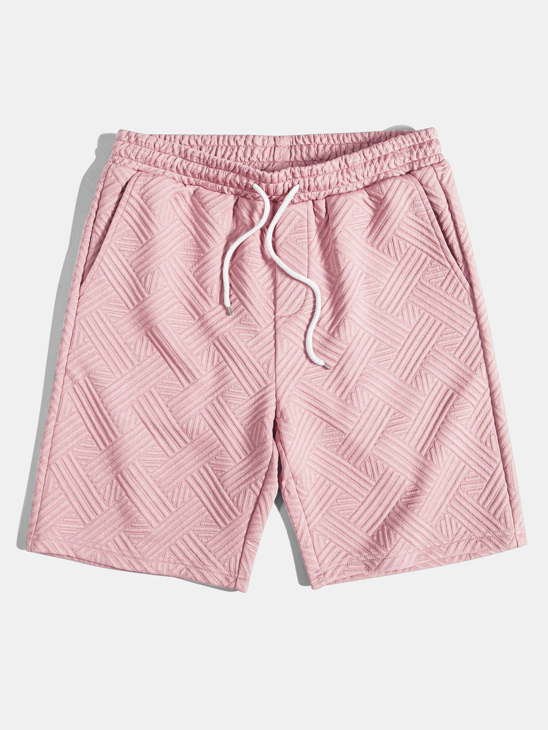Striped jacquard button-down shirt & Drawstring shorts