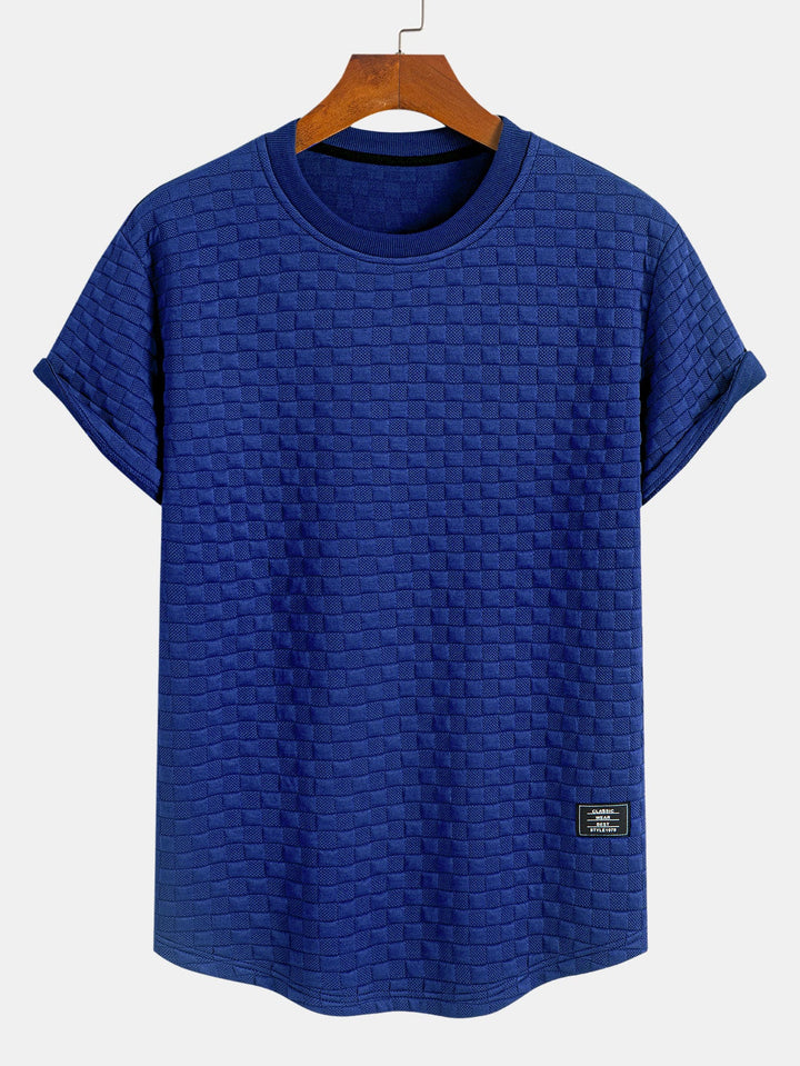 Checkerboard Jacquard  Arc Hem T-Shirt
