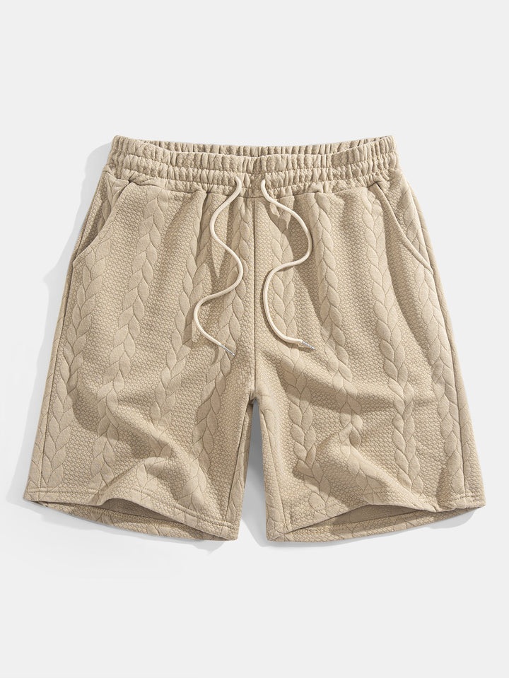 Relax Fit Mid-Length Sleeve Twist Jacquard T-Shirt & Shorts