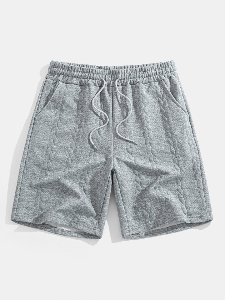 Relax Fit Mid-Length Sleeve Twist Jacquard T-Shirt & Shorts