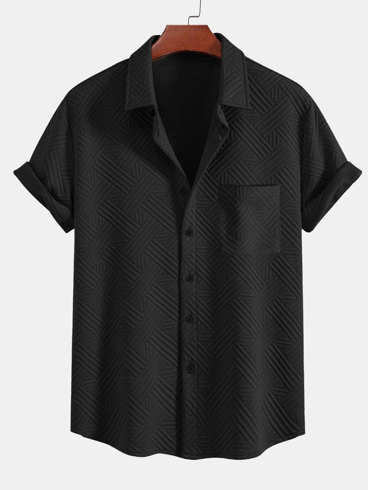 Striped jacquard button-down shirt & Drawstring shorts