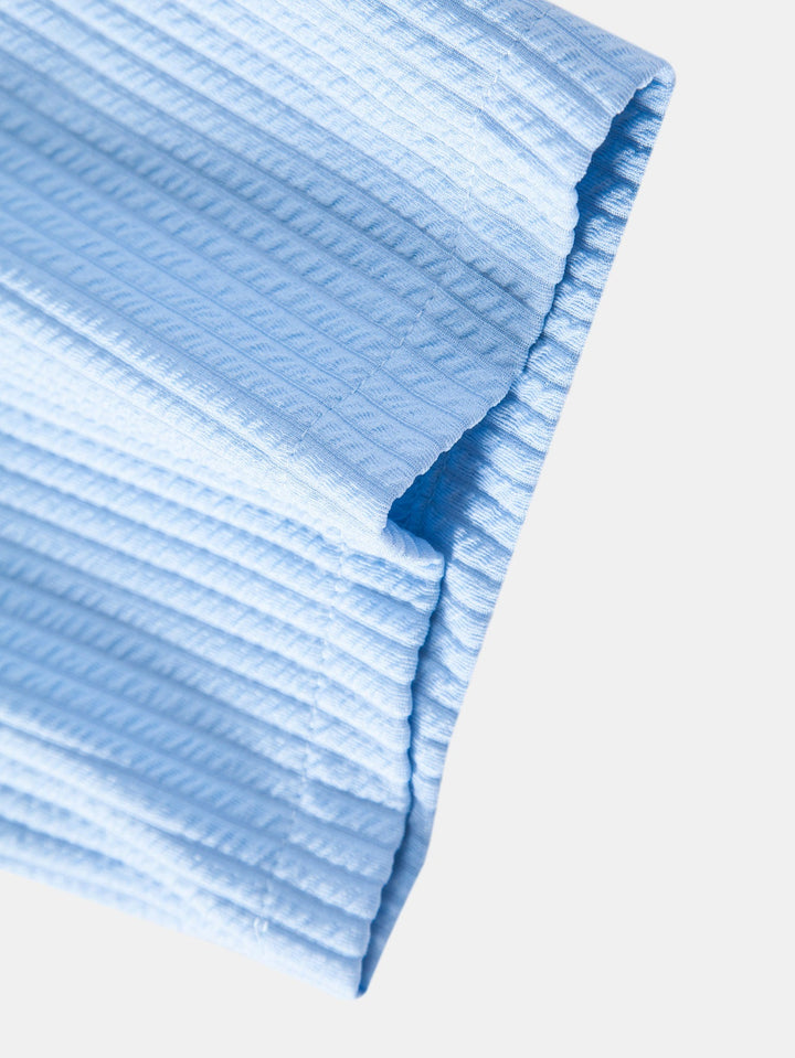 Muscle Fit Ribbed Stand-Up Collar Shirt