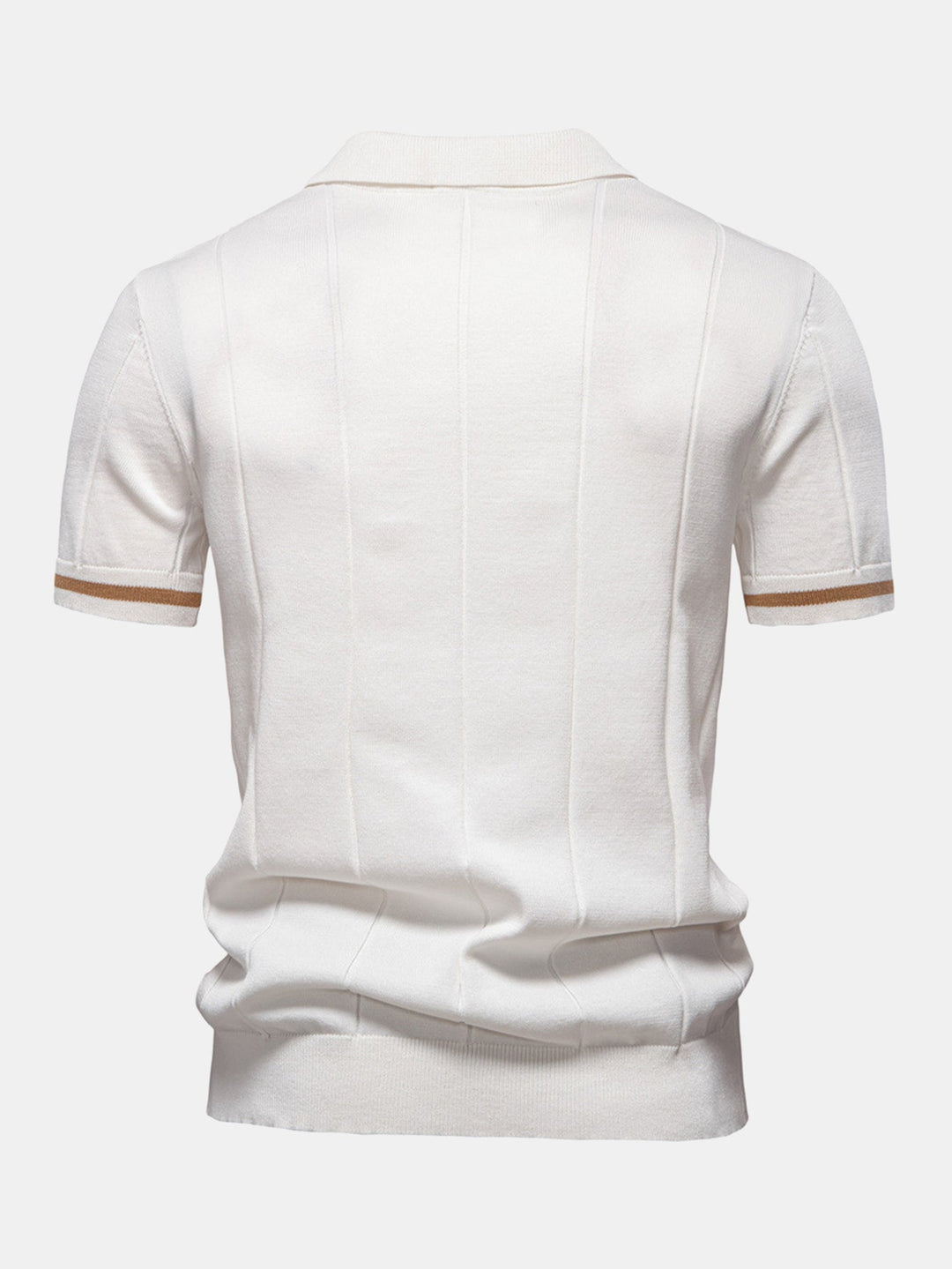 Contrast Trim Zip Knitted Polo Shirt