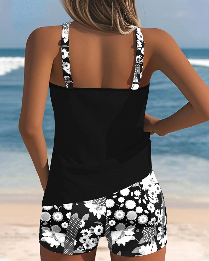 Swimsuit Tank Top Printed Shorts