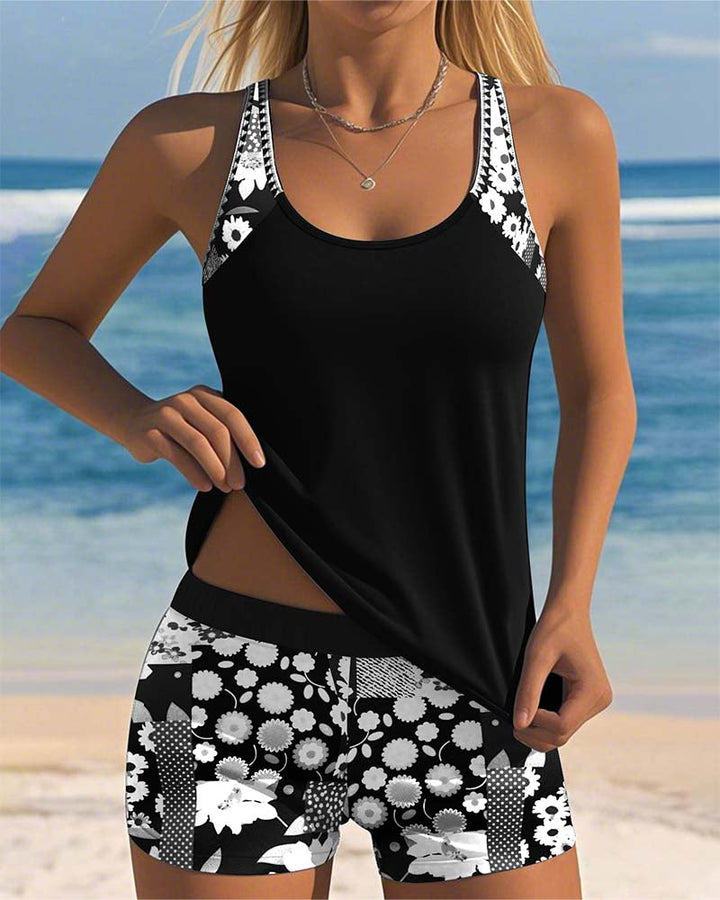 Swimsuit Tank Top Printed Shorts