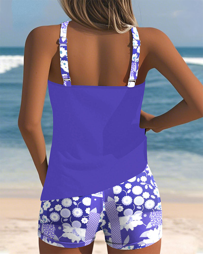 Swimsuit Tank Top Printed Shorts