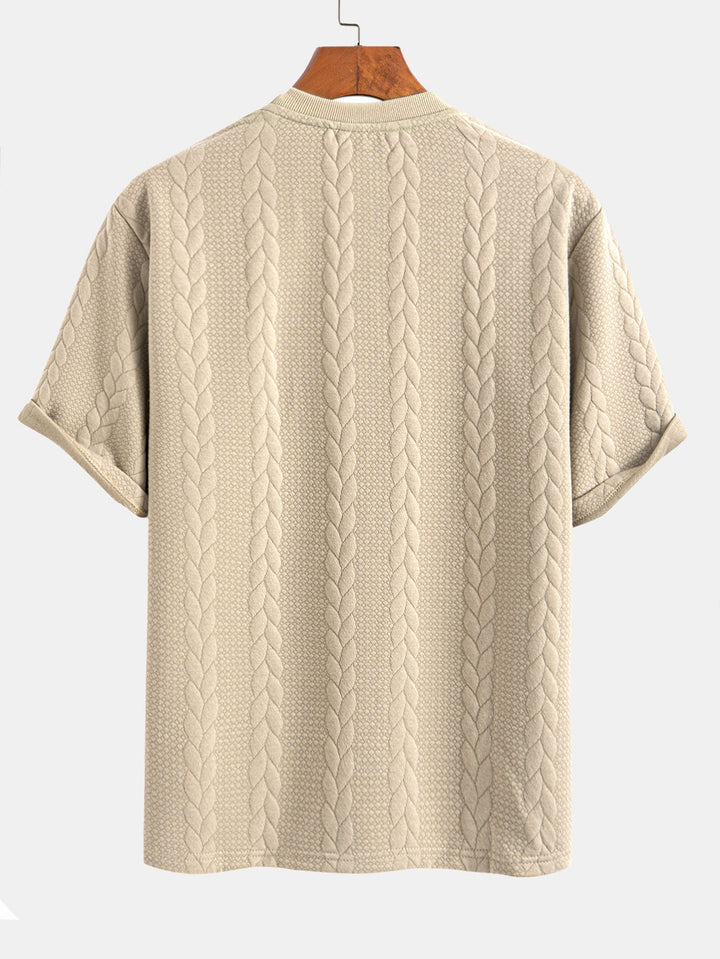 Relax Fit Mid-Length Sleeve Twist Jacquard T-Shirt & Shorts