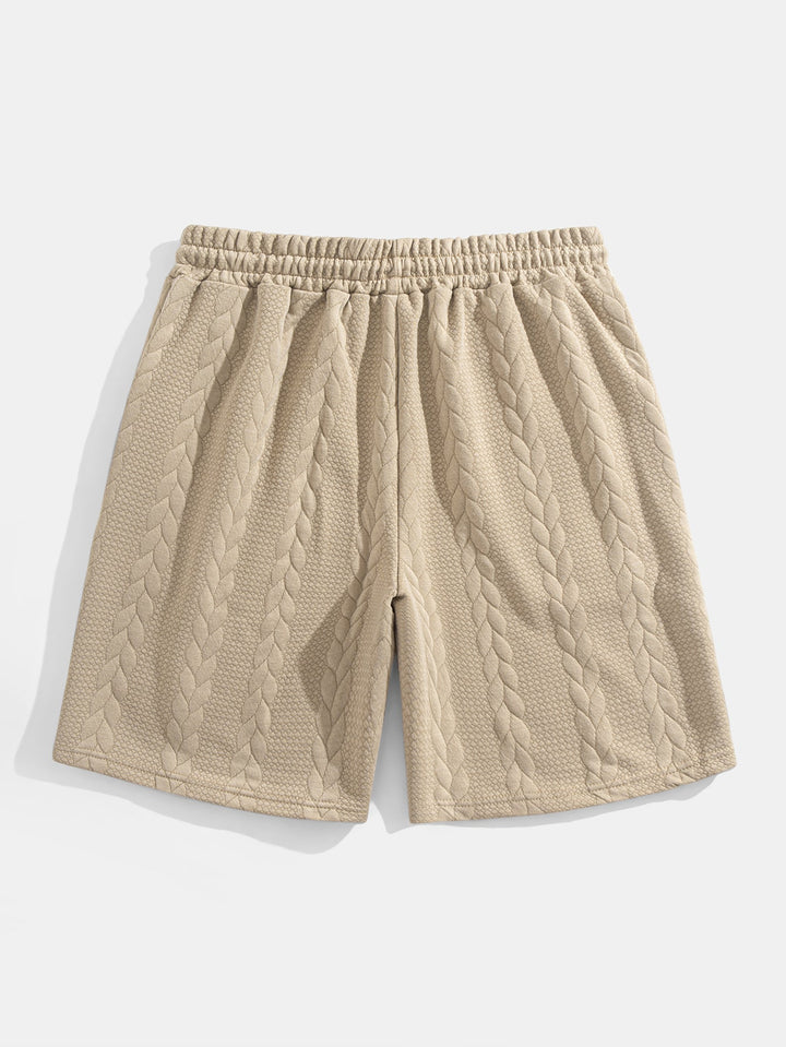 Relax Fit Mid-Length Sleeve Twist Jacquard T-Shirt & Shorts