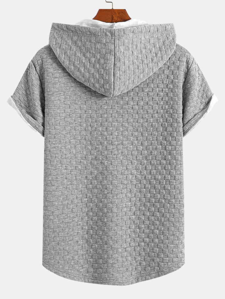 Checkerboard Jacquard Arc Hem Hooded T-Shirt & Checkerboard Jacquard Shorts