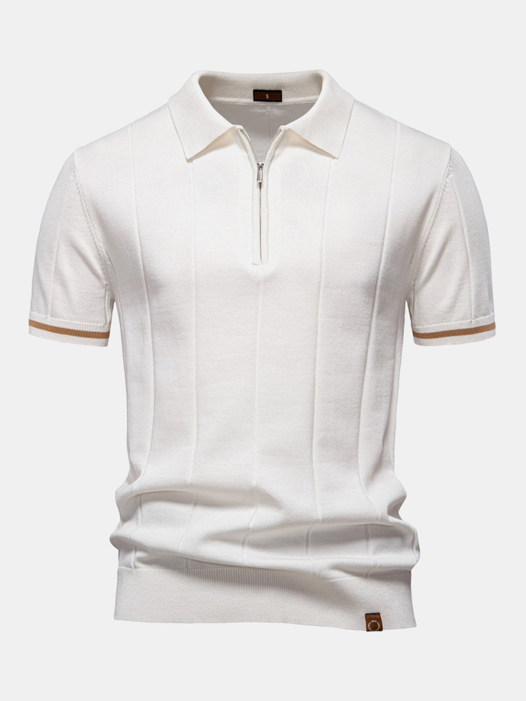 Contrast Trim Zip Knitted Polo Shirt