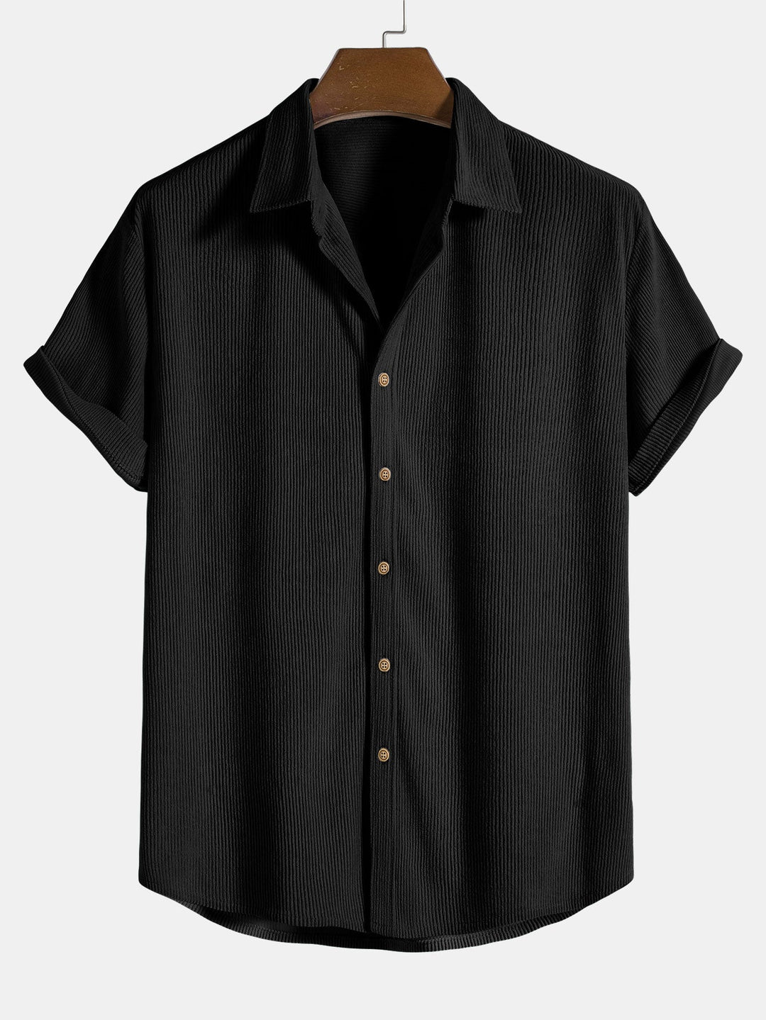 Cotton Button-Down Shirt with Short Sleeves
