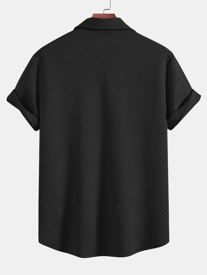 Striped jacquard button-down shirt & Drawstring shorts