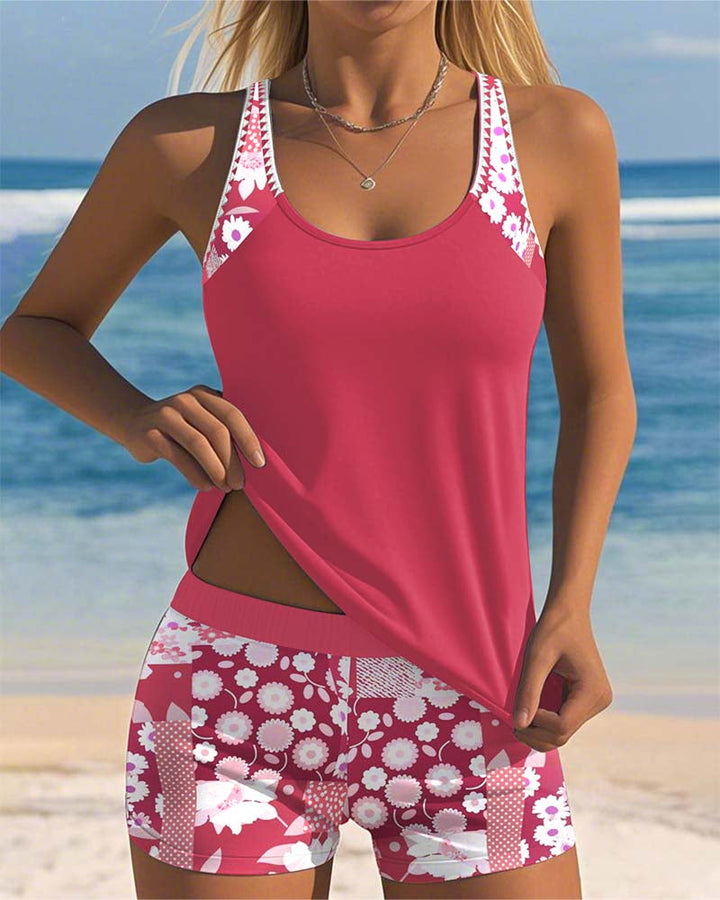 Swimsuit Tank Top Printed Shorts
