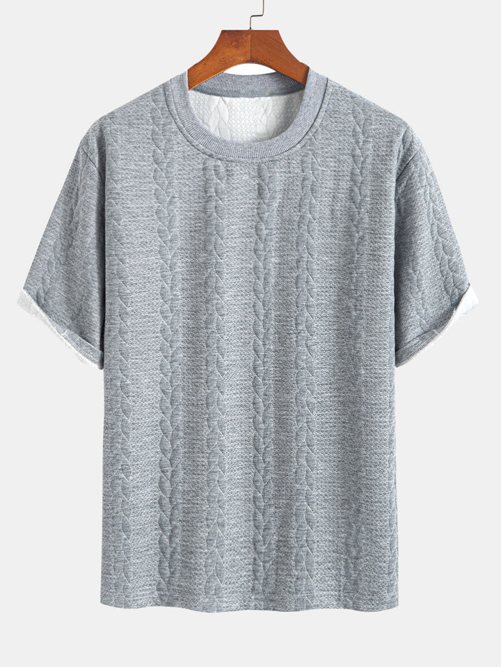 Relax Fit Mid-Length Sleeve Twist Jacquard T-Shirt & Shorts