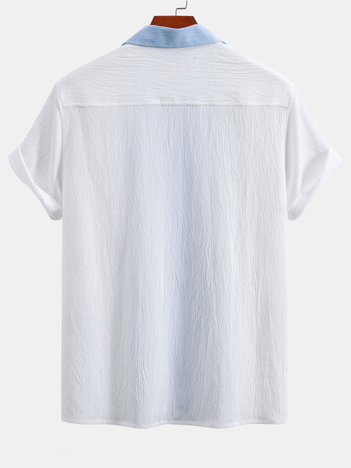 Textured Contrast Cuban Shirt & Straight Leg Pants