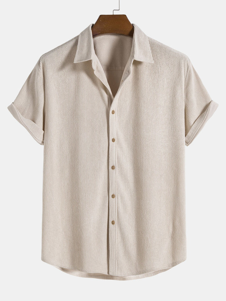 Cotton Button-Down Shirt with Short Sleeves
