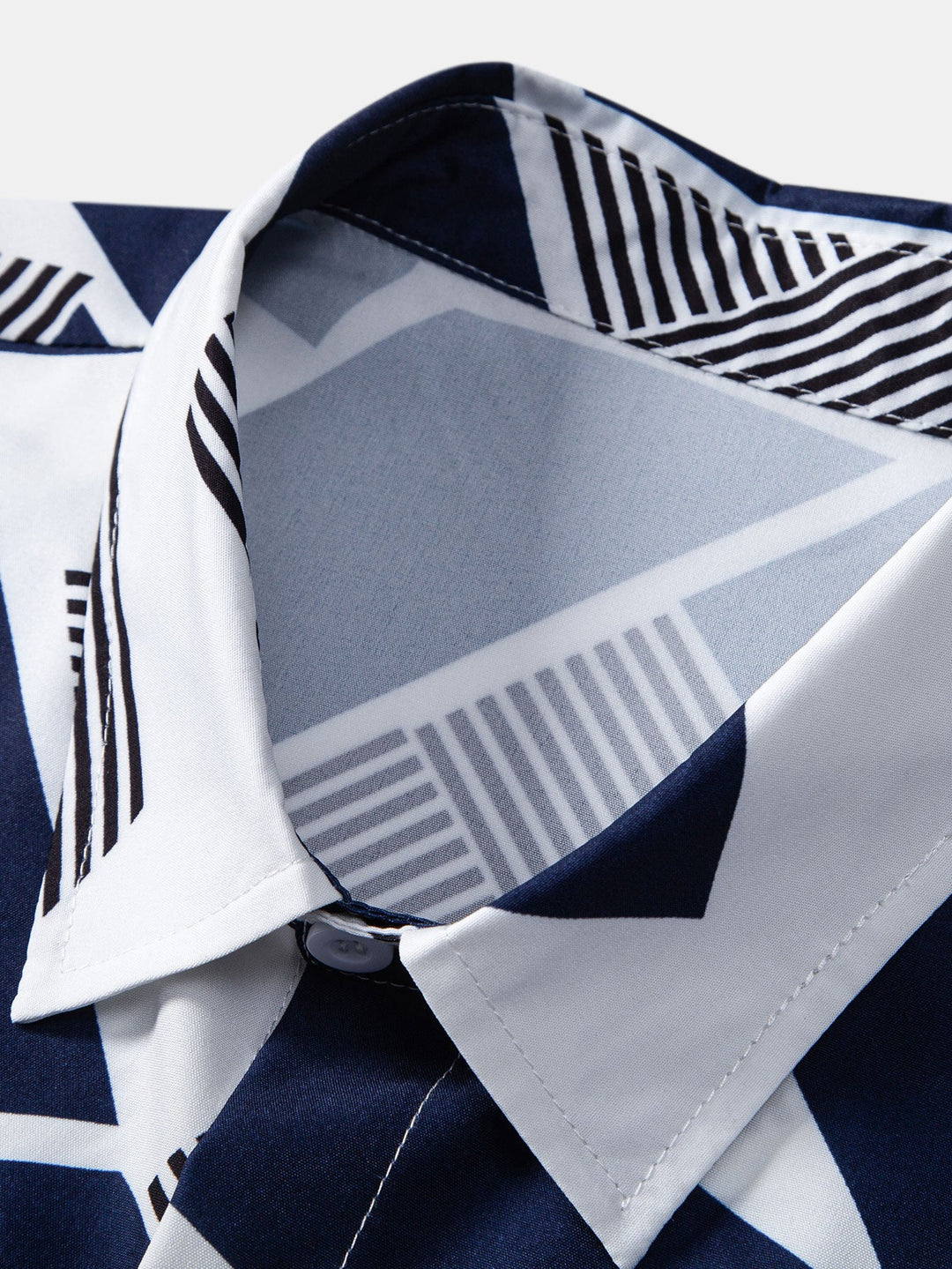 Color Block Geometry Print Button-Up Shirt & Swim Shorts