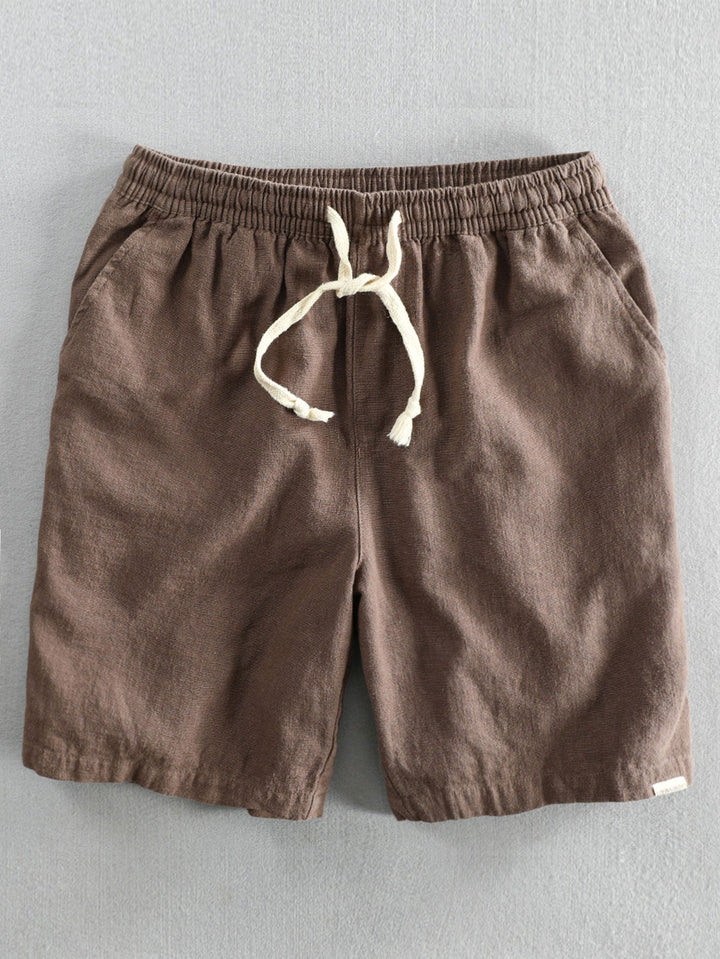 Linen Cotton Blend Drawstring Shorts