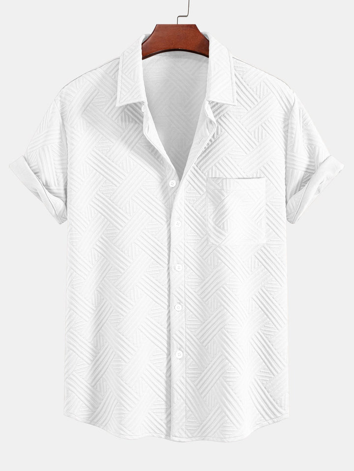 Striped jacquard button-down shirt & Drawstring shorts