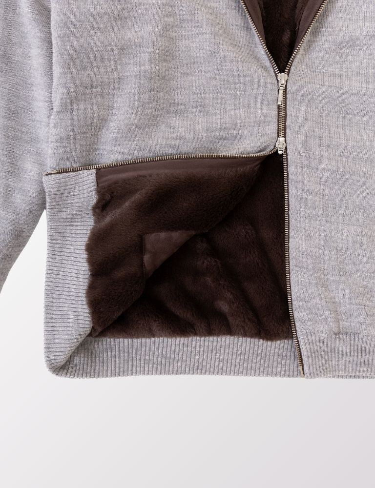 Pothiares Full Fur lined Cardigan | Grey