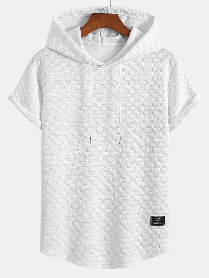 Checkerboard Jacquard Arc Hem Hooded T-Shirt & Checkerboard Jacquard Shorts