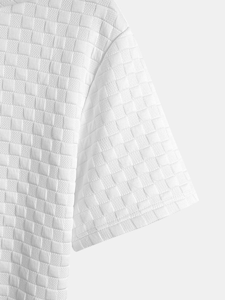 Checkerboard Jacquard Arc Hem Hooded T-Shirt & Checkerboard Jacquard Shorts