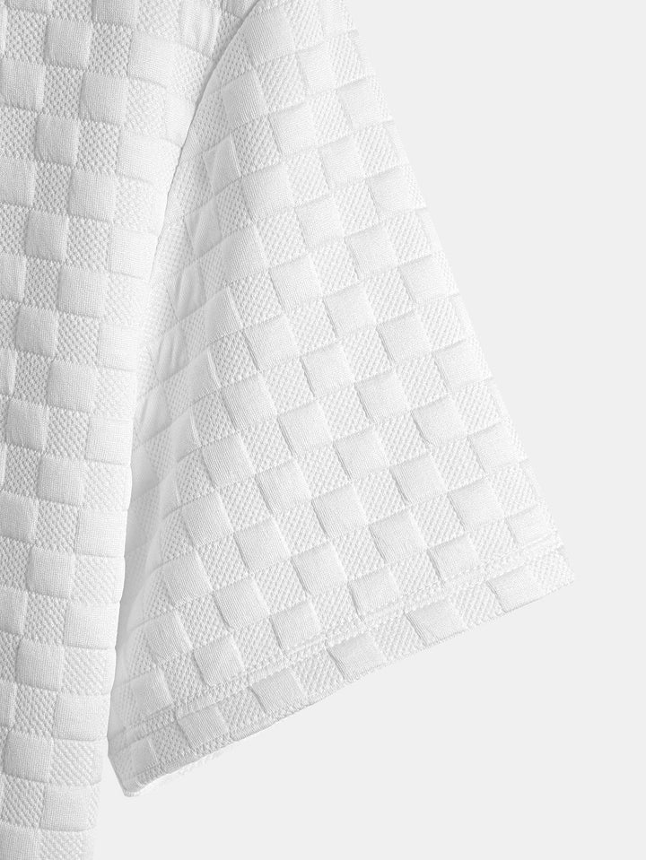 Checkerboard Jacquard  Arc Hem T-Shirt