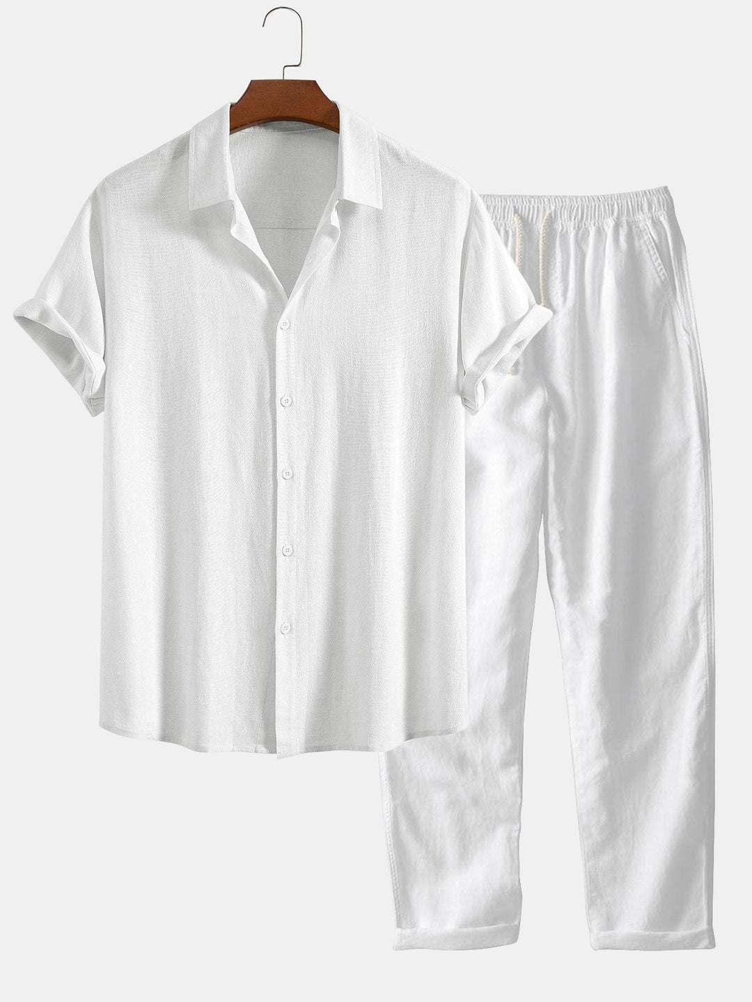 Linen Rayon Mix Button Shirt & Straight Linen Pants