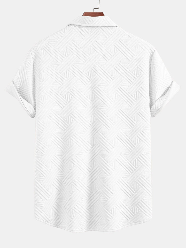 Striped jacquard button-down shirt & Drawstring shorts